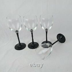 Luminarc Black Stem Wine Glasses Vintage Set of 12 France White Red Flute
