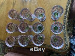 MACKENZIE CHILDS Rare Retired CIRCUS ROSE Water Goblet / Wine Glass set of 12
