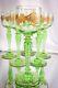 MCM Set of 6 Bohemian Green Glass Wine Goblets with gold trim