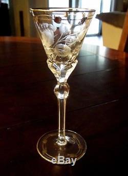 MOSER Rose PAULA Wine Glass 3 oz 24K GILDED GOLD RARE FIND Set 8 ea 6 1/4 tall