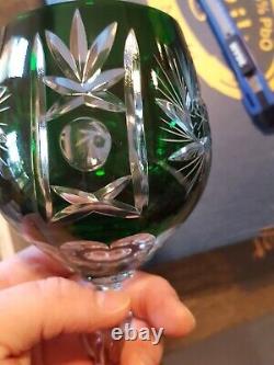 MaRika Green Crystal Wine Glasses 280mL Set Of 6