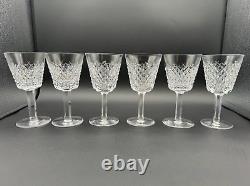 Magnificent Set of 6 WATERFORD CRYSTAL ALANA Claret Wine Glasses MINT