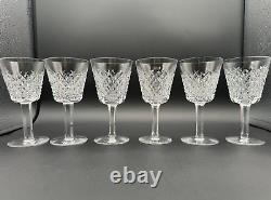 Magnificent Set of 6 WATERFORD CRYSTAL ALANA Claret Wine Glasses MINT