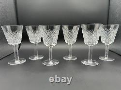 Magnificent Set of 6 WATERFORD CRYSTAL ALANA Claret Wine Glasses MINT