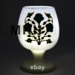 Marble Wine Glass Set Goblets Inlay Gemstone Glasses Pietra Dura Vintage Antique