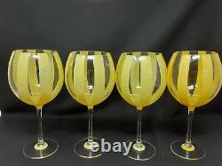 Marc Blackwell New York Yellow Stripe Wine Glasses Set of 4