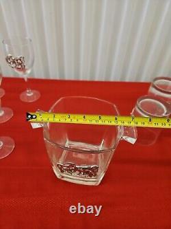 Maurice Milleur Ice Bucket Wine Old Fashion Glasses Pewter Signed Vtg Set Of 12