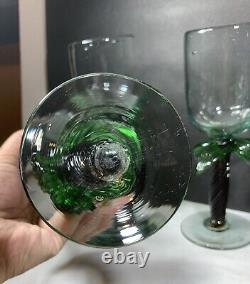 Mexican Hand Blown Glass Palm Trees Wine Goblet Glasses Set Of 6