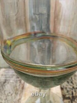 Mexican Recycled Wine Glass Set Of 2 With Multicoloured Band Fair Trade
