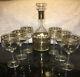 Mid-Century Modern Culver Valencia Barware Set- 6 Wine Glasses & Decanter/topper