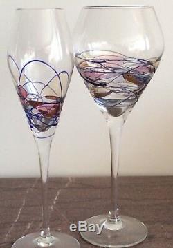 Milano Artland Romania Crystal White Wine & Champagne Glasses 4 Per Each Set
