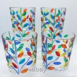 Milano Hand Painted Stemless Wine Old Fashioned Glasses Set Of Four