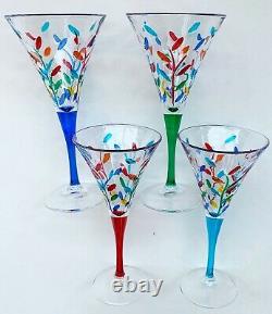 Milano Wine Glasses Set Of Four Hand Painted Venetian Glassware Set