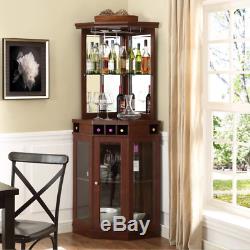 Mini Bar Corner Furniture For Home Set Cabinets Wood Glass Mirror Liquor Wine