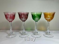Moser Birds Of The Wild Wine Hock Crystal Glasses Set Of 4 Spectacular