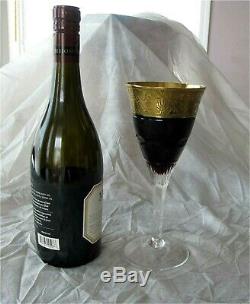Moser Crystal Red Wine Glass Splendid Gold Hand Cut Signed Set of 8 $2800.00
