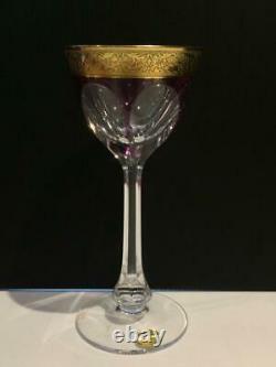 Moser Lady Hamilton Crystal Set Of 6 Colored Wine Hocks Gold Band Mib Cr1703