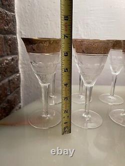 Moser SPLENDID Set Of 8 Cut 24KT Gold Encrusted White Wine Glass 6 7/8 Tall