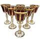 Moser Set of Six Rare Red & Gold Bohemian Wine Glasses Goblets