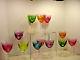 Moser Wine Glasses Stems Goblets set of 12 Multi-Color Birds of the Wild etch