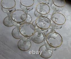 Moser antique crystal wine glasses intaglio tulip, set of 10 stemware