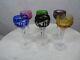 Multi Color Cut Glass Wine Glasses Set of 6 Made In Germany Flower Designs 7
