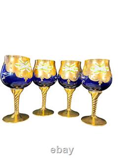 Murano Glass Decanter Set Decanter & 6 Wine Glasses