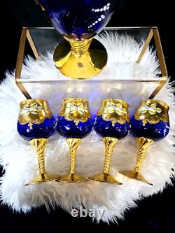 Murano Glass Decanter Set Decanter & 6 Wine Glasses