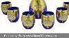 Murano Glass Decanter Set With Six Wine Glasses Tumblers 24k Gold Leaf Blue