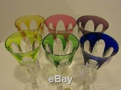 NACHTMANN CUT to CLEAR CRYSTAL WINE GLASSES MULTI-COLOR UNIQUE STYLE set of 6