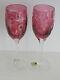 NACHTMANN TRAUBE CRANBERRY CASED CUT TO CLEAR CRYSTAL WINE SHERRY Set of 2
