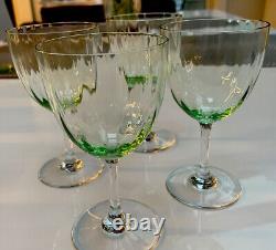 NEW OLD STOCK BACCARAT AQUARELLE GREEN WINE GLASS Set of FOUR (4) FREE SHIPPING