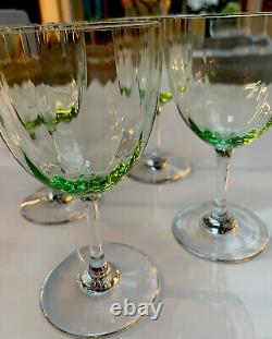 NEW OLD STOCK BACCARAT AQUARELLE GREEN WINE GLASS Set of FOUR (4) FREE SHIPPING