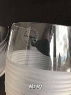 NEW Salviati Crystal Wine Glasses Set of 6 Clear, Etched Perfect Condition NIB