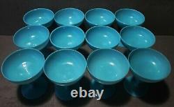 NEWithOLD 1930's SET8 BLUE OPALINE PORTIEUX VALLERYSTHAL 4.5 WINE GLASSES NRMINT