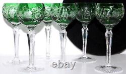 Nachtmann Cut Crystal Wine Glasses Traube SET 6 Grapes Leaves Green cut to Clear