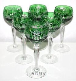 Nachtmann Cut Crystal Wine Glasses Traube SET 6 Grapes Leaves Green cut to Clear