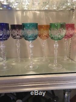 Nachtmann Traube Cut To Clear Rare Set Of Six, 9 Inch Wine Hock Glasses