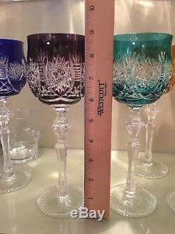 Nachtmann Traube Cut To Clear Rare Set Of Six, 9 Inch Wine Hock Glasses