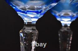 Nachtmann Traube Set 2 Tall Wine Hocks Glasses Aqua Light Blue Cut To Clear