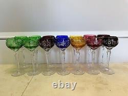 Nachtmann Traube Tall Hock Multicolor Crystal Wine Glasses 8.25H Set of 14
