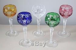 Nachtmann Traube Wine Hock Glasses, Set of (5), Multi Color Cut to Clear