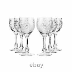 Neman Glassworks, 10-Oz Russian Crystal Wine Glasses, 6-pc Vintage Goblets Set
