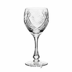 Neman Glassworks, 10-Oz Russian Crystal Wine Glasses, 6-pc Vintage Goblets Set