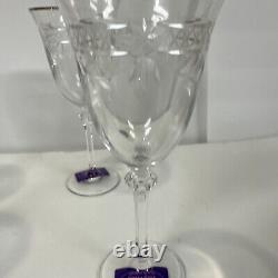 New Set Of 4 Royal Doulton Crystal WELLESLEY Gold Wine Glasses 7-3/4 Germany