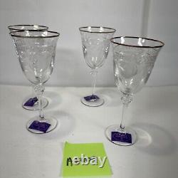 New Set Of 4 Royal Doulton Crystal WELLESLEY Gold Wine Glasses 7-3/4 Germany