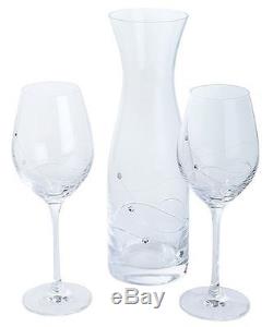 New boxed Dartington Crystal Glitz carafe & wine glass set & Swarovski elements