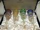 New in Box Signed Faberge Xenia Multi-Color 8.5 Wine Glasses Goblets Set of 4