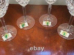New with Tags Set 4 Vintage WATERFORD CRYSTAL Araglin 7-7/8 Wine Goblets IRELAND