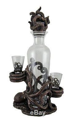 Octopus Spirit Decanter Set Home decor wine accessory Statue Figurine Shot Glass